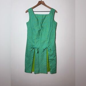 Monique Women’s Mini Stripped Bow Dress Green With Slits S